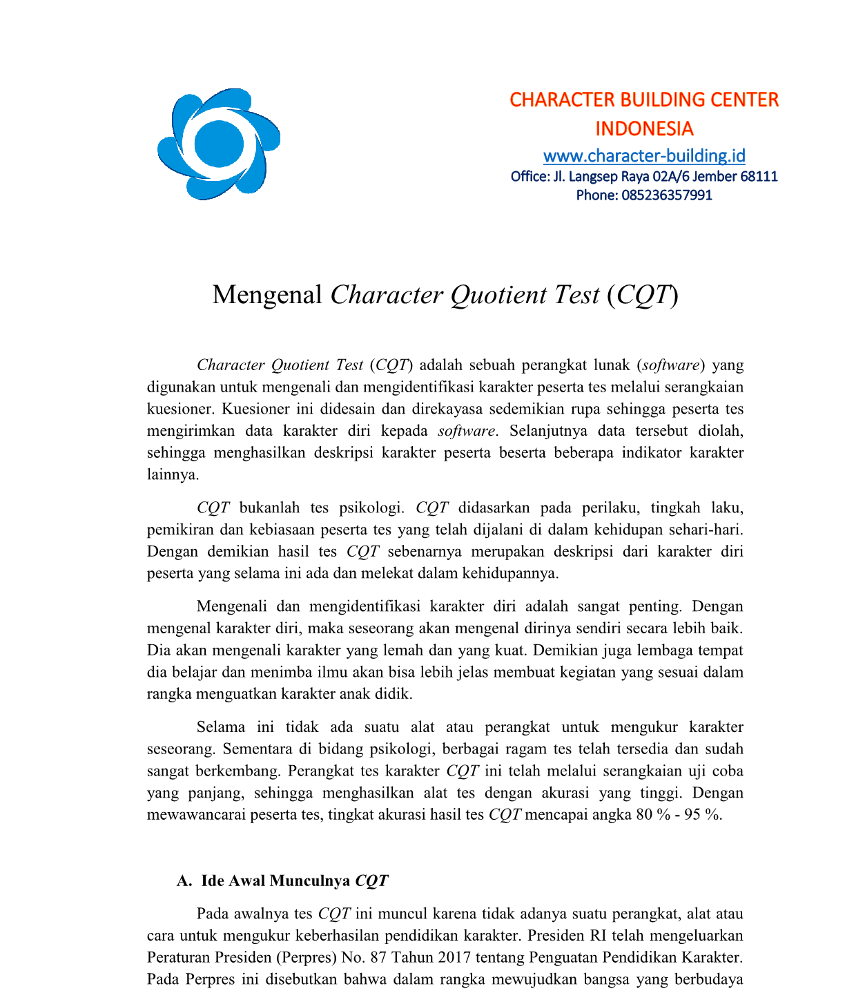 Mengenal Character Quotient Test